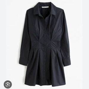 Long sleeve poplin shirt dress